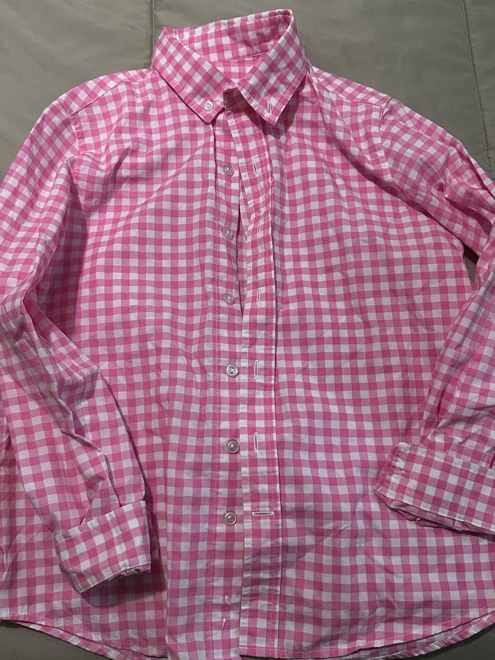 Boys Pink Gingham Button-Down Shirt